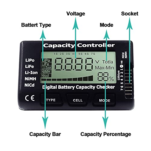 Hrb Rc Cellmeter 7 Digital Battery Capacity Checker Lipo Battery Checker Controller Lipo Tester Voltage Tester For Lipo Life Li-Ion Nimh Nicd Cell Meter Battery Checker Tester For Household Batteries #TOP3