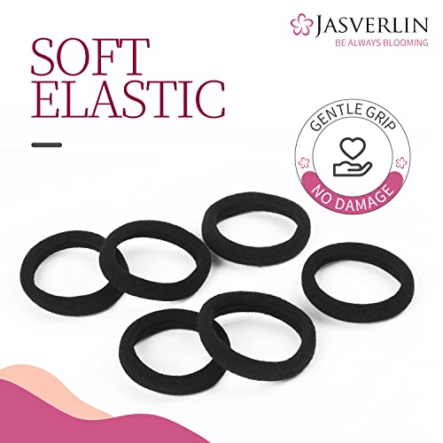 Jasverlin 100 Pcs Soft Large Cotton Hair Ties, Stretch Nylon Hair Bands Ponytail Holders For Thick Heavy Curly Hair, Gentle Hold No Slip No Damage Seamless Scrunchies Headbands 1.5Inch (Oceanic Siren) #TOP7