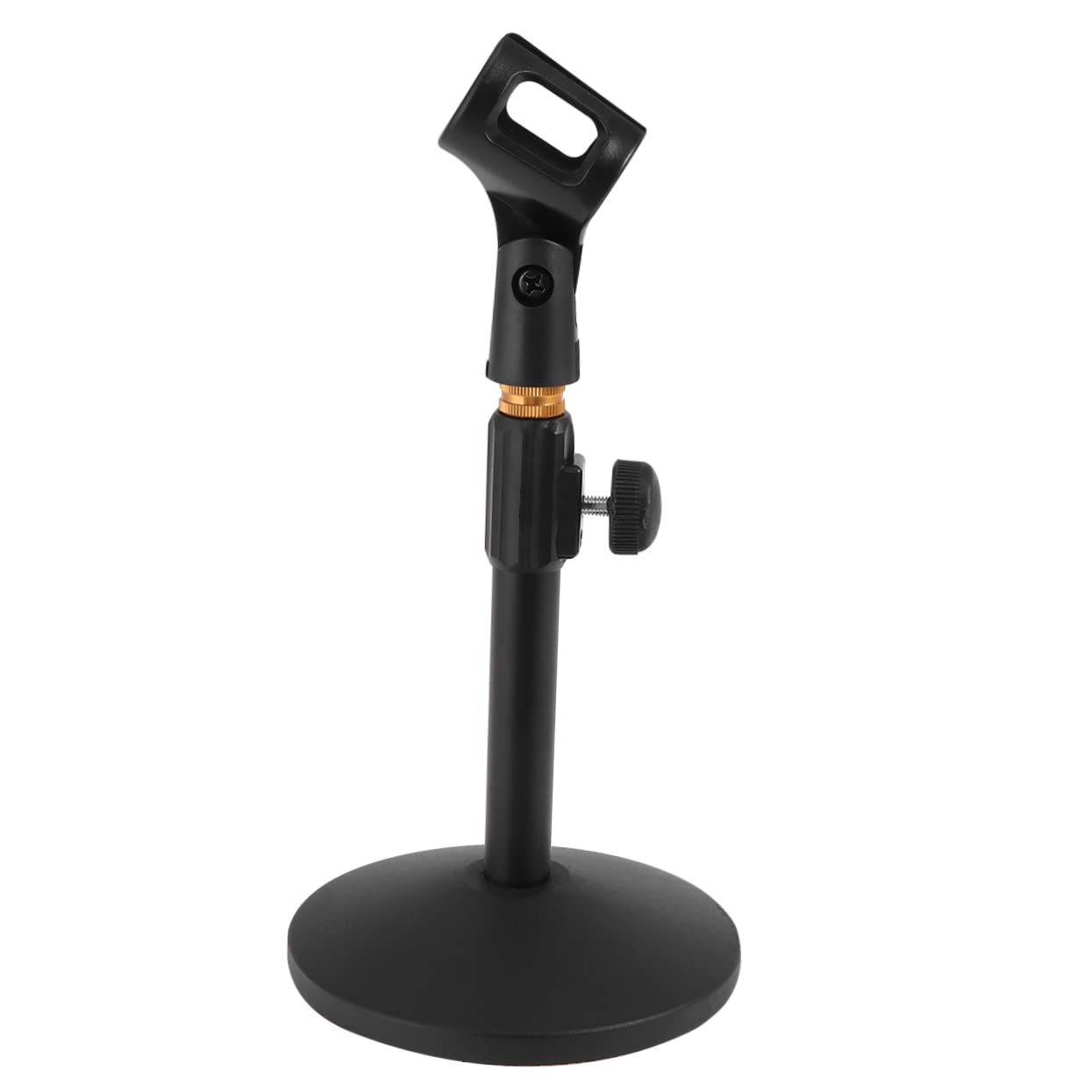 Supporto da Tavolo per Microfono Regolabile 27-38cm Base Tonda | Metallo Nero, Tubo Flessibile Leggero e Portatile, per Canto e Home Live, Festa Scuola Decor