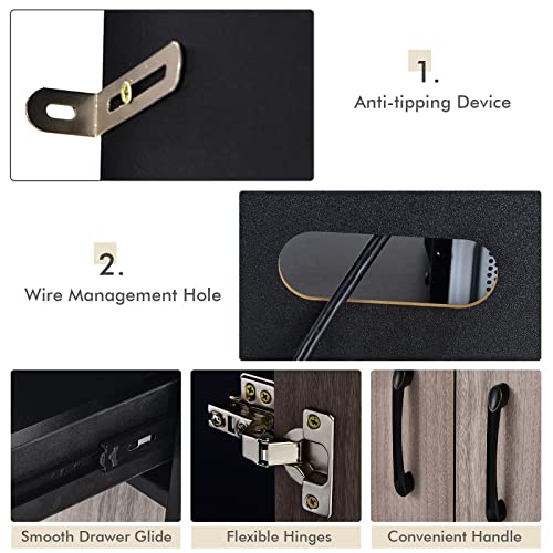 Costway Freestanding Buffet With Hutch, Kitchen Pantry Storage Cabinet With 5-Position Adjustable Shelves, Kitchen Buffet Cabinet With Open Shelves, Doors And Drawer For Home (Black) #TOP4