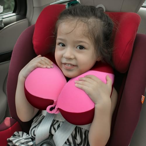 COOLBEBE Kids Travel Neck Pillow, Softly Travel Pillow for Car & Airplane, Traveling Gifts for Toddler & Children (1, Raspberry Powder) by COOLBEBE - Image 2