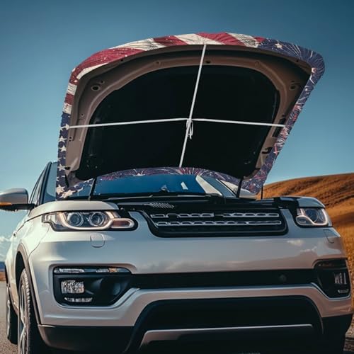 Image of Car Hood Cover Stretch Fabric Covers for Car Hood Waterproof Independence Day Theme Universal Auto Accessories Easy Installation for Car Hood Decor and Protection