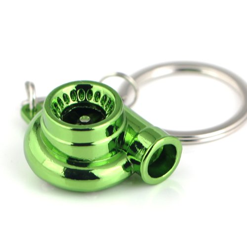 Image of maycom Creative Spinning New Turbo Turbocharger Keychain Key Chain Ring Keyring Keyfob (Anodized Green)