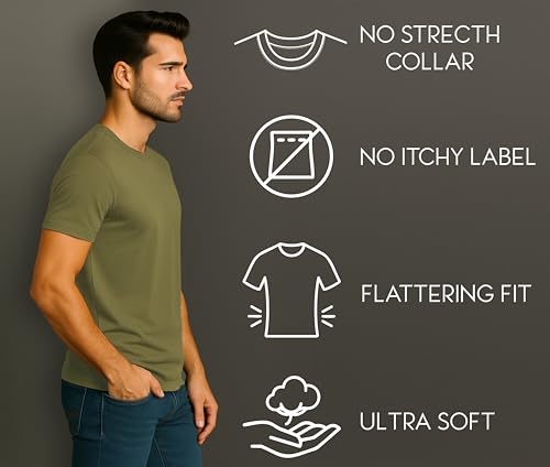 Men's T-Shirt Soft Premium Cotton Tailored Fit Crew Neck Classic Short Sleeve Tee4