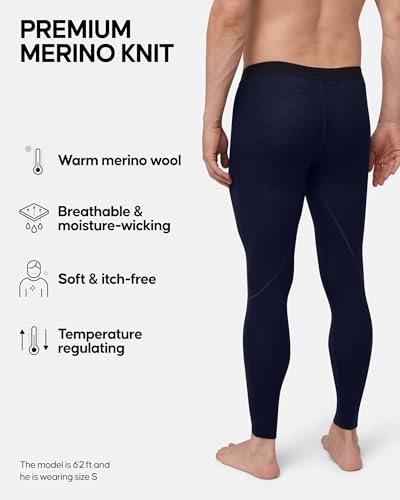 DANISH ENDURANCE Merino Wool Base Layer Pants for Men, Thermal Long Johns2