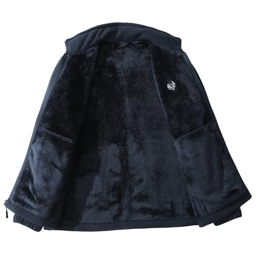 Men's Winter Outdoor Coat Full-Zip Heavy Fleece Jacket Warm Soft Fuzzy Winter Coat Sweatshirt with Pockets2