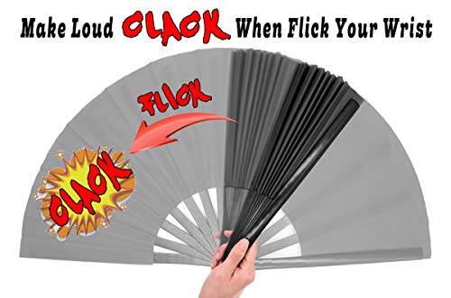 Omytea Bamboo Large Rave Folding Hand Fan For Men/Women - Chinese Japanese Kung Fu Tai Chi Handheld Fan With Fabric Case - For Performance, Decorations, Dancing, Festival, Gift (Black) #TOP6