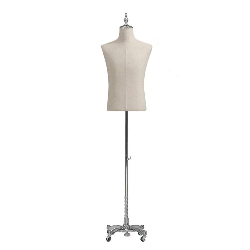 UWYTGF Male Mannequin Torso Body Dress Form Busts with Metal Caster Base,N Dummy Model for Clothing Display Stable Stand,No Arm-Medium,No Arm,L