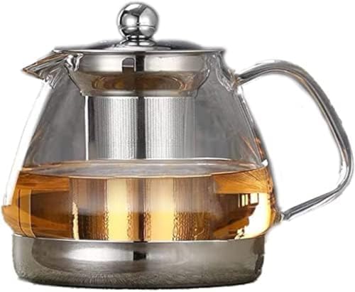 Zxyler 耐熱ガラスポットティーセット|IH 対応・1.0L 大容量|高ホウケイ酸ガラス・304 ステンレス 茶漉し付き 急冷急加熱耐性