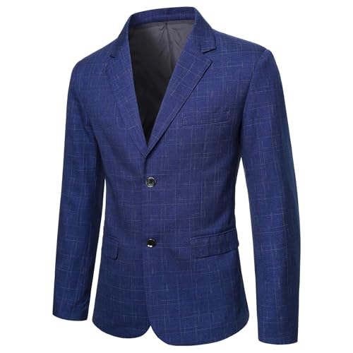 Blazer à carreaux bleus homme coupe slim décontractée taille 4XL pour morphologie forte