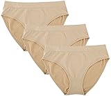 Balanced Tech Women's 3 Pack Classic Seamless Hipster Brief Bikini Panties - Nude - Large