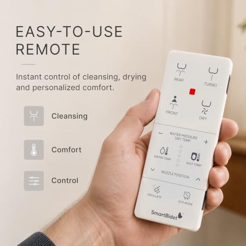 Image of SmartBidet SB-1000 Smart Bidet Electric Bidet Toilet Seat with Heated Seat, Warm Water, Air Dryer - Remote Control, Elongated