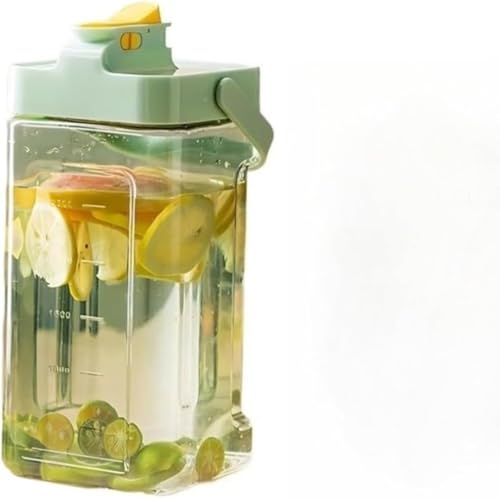 Hanmidou 麦茶ポット 耐熱 冷水筒 2.3L/ 3.5L大容量 縦横置き 冷蔵庫ポット オシャレ 目盛り ドリンクピッチャー 安全ロック ハンドル付き 漏れない 洗いやすい プラスチック 水差し 夏アイテム アウトドア 広口 持ちやすい 熱湯可 (