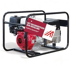 ELMAG SEB 7500WD-AVR Benzin Stromerzeuger Notstromaggregat mit 4-Takt-Motor luftgekühlt, 8, 2 kW & 6, 1 l Tank 1x 230 V Schuko & 1x 400 V CEE Stromgenerator mit AVR, Handstart & Überlastschutz