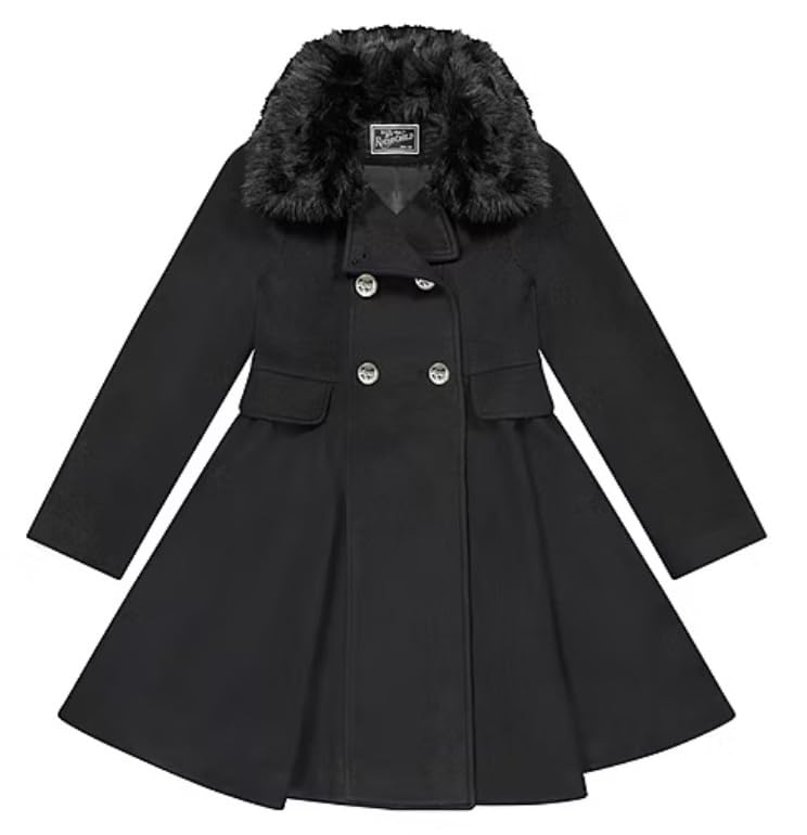 Rothschild Big Girl's Princess Coat w/Removable Faux Fur Black 14 - L