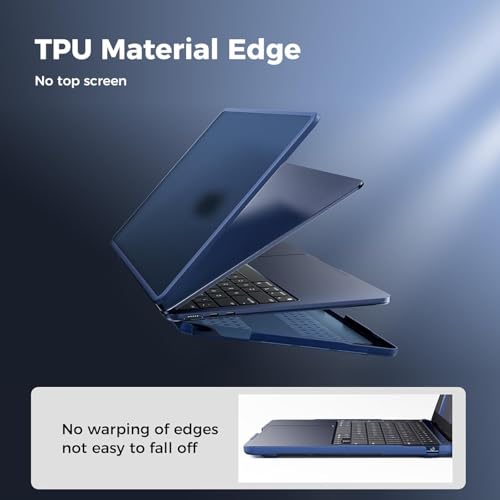 Image of BlueSwan Case Compatible for MacBook Air 13.6 inch M3 M2 A3113 A2681, Released in 2022 2024, Anti-Rupture Shockproof Matte Anti-Fingerprint Hard Shell Cover - Frosted Midnight