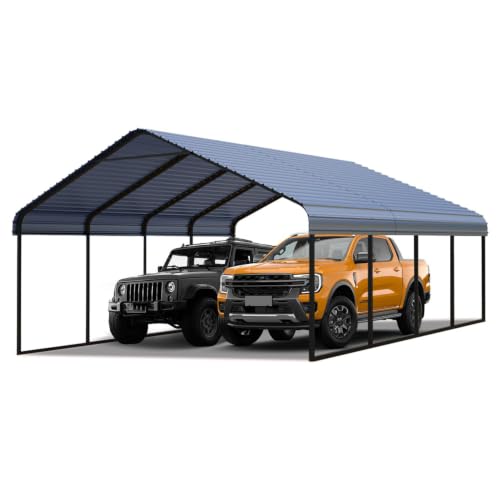 Yotila Gray 20x20 ft Heavy Duty Metal Carport Kit