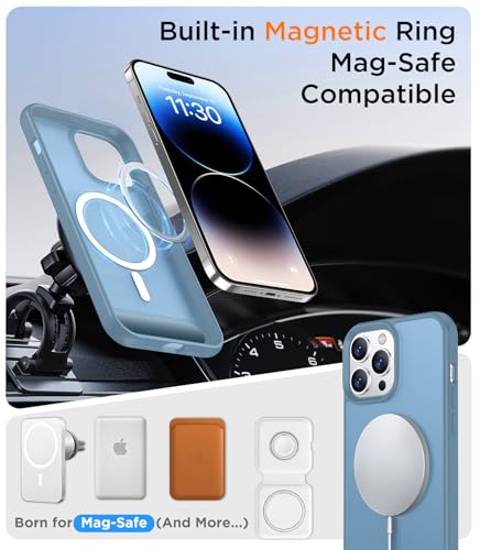 Image of Magnetic Compatible with iPhone 14 Pro Max Case, [Built-in Invisible Kickstand][Compatible with MagSafe] [Military Grade Shockproof] Slim Translucent Matte Phone Case for iPhone 14 Pro Max 6.7 inch