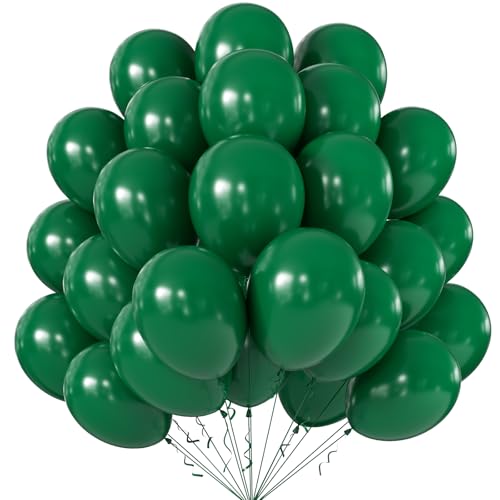 Image of KALOR 12 Inch Dark Green Balloons, 50 Pcs Latex Helium Balloons for Kid's Birthday Party, Baby Shower, Wedding, Graduate Party Decorations