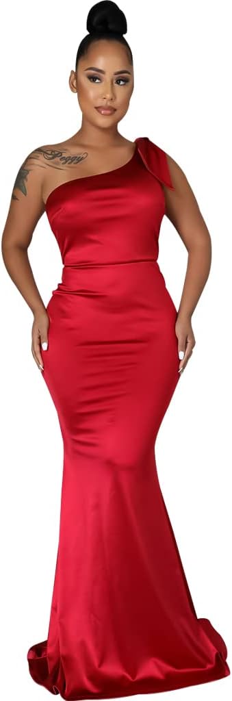 FairyLove Women's One Shoulder Sleeveless Formal Ruched Bodycon Fashion Dress Belted Cocktail Dresses - Image 4