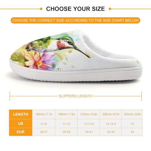 Watercolor Hummingbird Flowers Cute Cotton Slippers Anti-slip House Shoe Slipper Indoor Outdoor2