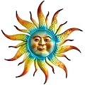 Kggetr Metal Sun Wall Art Decor - 17.3 inches Rustic Retro Metal Sun Hanging Decoration for Indoor Outdoor,Metal Sun Art Sculpture for Home Garden Farmhouse Yard Patio Fence Living Room Bedroom