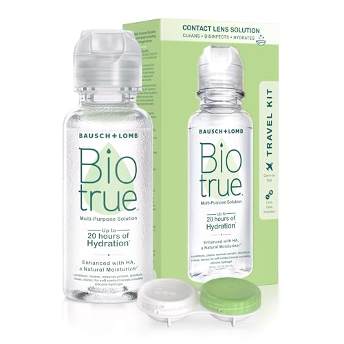 Image of Biotrue Hydration Plus Contact Lens Solution, Multi-Purpose Solution for Soft Contact Lenses, Lens Case Included, 2 FL OZ Travel Size
