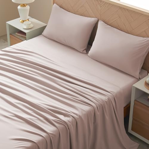 Image of Full Size 4 Piece Sheet Set - Comfy Breathable & Cooling Bed Sheets Set, Soft and Wrinkle Free, Deep Pockets, Easy & Secure Fit, Hotel Luxury Bedding - Oeko-Tex - Baby Pink