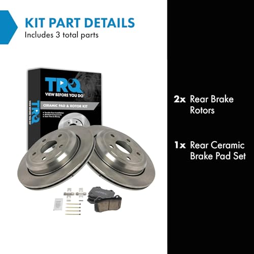 Image of TRQ Rear Brake Pad and Rotor Set Ceramic Vented Rotors Compatible with 2012-2019 Jeep Grand Cherokee 2021-2022 Dodge Durango