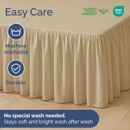 Bedskirt Twin Size Ruffle - Ruffled Bed Skirt - 12 Inch Drop - Beige by CGK Unlimited - Used condition - Image 5