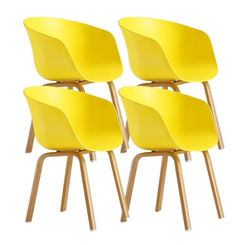 SJIALEN Dining Chair Set of 4,Leisure Plastic Chair Coffee Restaurant Hotel Marriage Room Backrest Negotiate Office Reception Chairs Kitchen Chair (Color : Yellow)