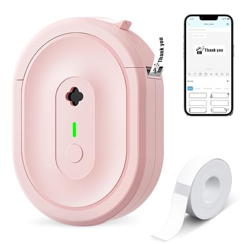 Image of Label Maker Machine with Tape, N12 Portable Bluetooth Label Printer, Wireless Mini Label Makers Thermal Sticker with Multiple Templates for Home, Kitchen, School, Office Organization, Pink