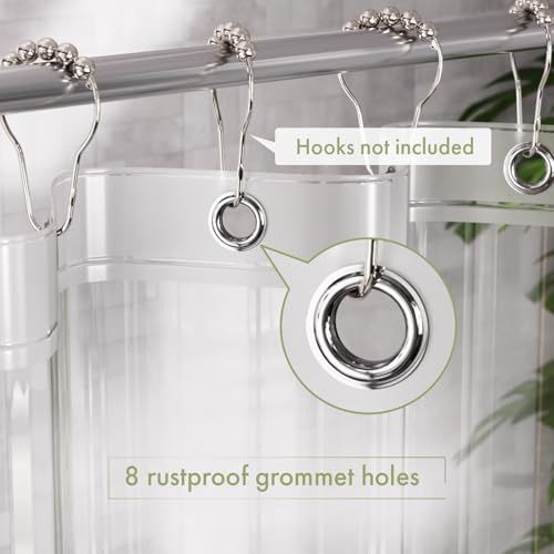 Image of AmazerBath Shower Curtain Liner Stall, 48x72 Clear Shower Curtain Liner, Waterproof Plastic Shower Liner, Lightweight PEVA Shower Curtain for Bathroom with 3 Magnets and 8 Rustproof Metal Grommets