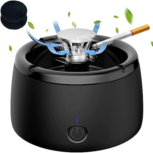 Smokeless Ashtray Indoor | Air Purifier | Ash Tray for Indoor Home Offices Car with 2 Pack Filters | Smoke Eater for Cigarette Smoke| Dad Birthday Present (Dark)