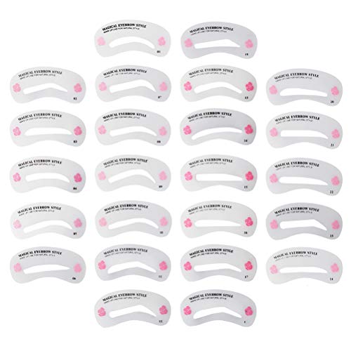Pengxiaomei 24pcs Eyebrow Grooming Stencils, Eyebrow Stencil Card Kit Brow Stencil Ruler Shaping Template for DIY Grooming(24 Styles)