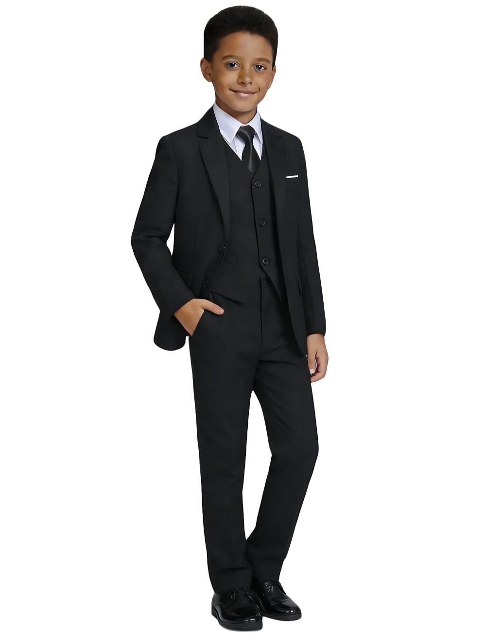 - Boys Formal Suit Slim Fit Dress Clothes Ring Bearer Outfit Tuxedo Suits,Adjustable Waist