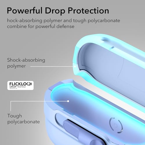 Image of ESR for AirPods Pro 2 Case (2023 /2022 /2019, 2nd /1st Gen), Compatible with Airpods Pro 2 (USB-C /Lightning Cable), MagSafe Ready, Magnetic Lid Lock, Full Drop Protection Cover with Lanyard, Light Blue