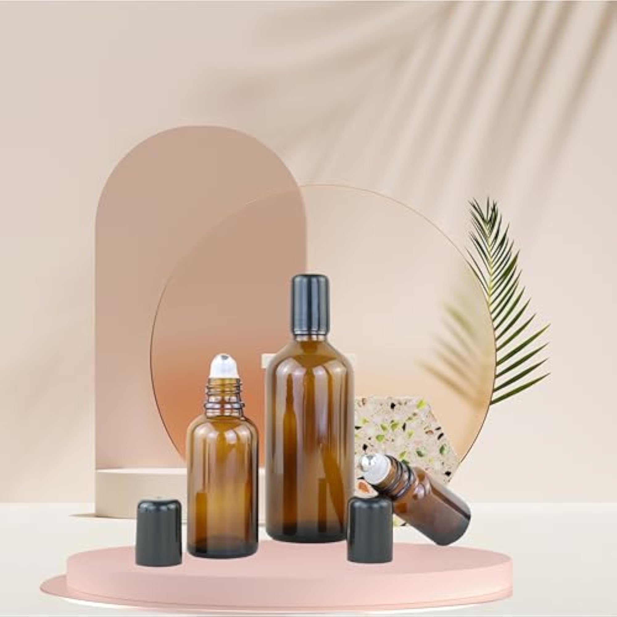 4 Pack Glass Essential Oil Roller Bottles, Refillable Containers