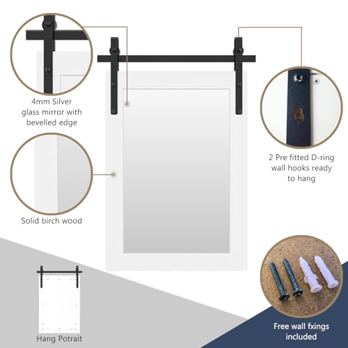 Farmhouse-Mirror-Rustic-Mirror-24X36-Inch-Rustic-Wood-Framed-Wall-Mirror-Rectangle-Decorative-Mirror-for-Bathroom-Living-Room-Entryway-Bedroom-Wall-Decor-White Farmhouse Mirror Rustic Mirror 24X36 Inch Rustic Wood Framed Wall Mirror Rectangle Decorative Mirror for Bathroom Living Room Entryway Bedroom Wall Decor White