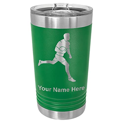 Lasergram 16Oz Vacuum Insulated Pint Tumbler, Rugby Player, Personalized Engraving Included (Green) #TOP5