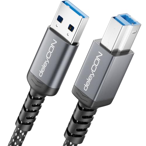 deleyCON 1m USB 3.0 Kabel USB-A auf USB-B Stecker Druckerkabel Datenkabel 5 Gbit/S für Drucker, Scanner, Externe Festplatte, Dockingstation, Monitor, Upstream Cable, Schwarz
