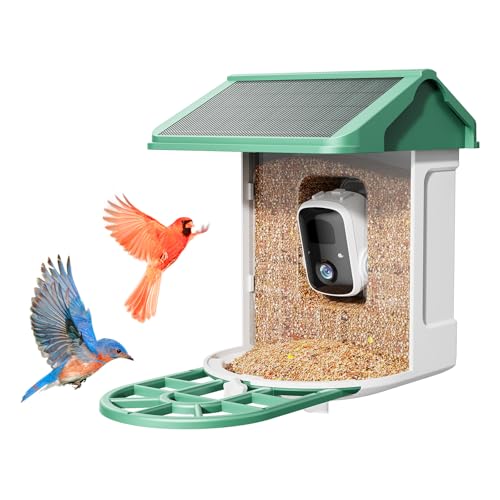 HARYMOR Bird Feeder with Camera - Supports AI Identify Species, 2K Live Video, Arrival Alerts, Solar Powered Bird House Camera, Wireless Wild Birds Feeder for Outdoors, Remote Access to Watch Birds