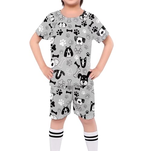 ORGYPET Soccer Jerseys Kids Soccer Uniforms for Boys Colorful Durable 2024 Trendy Boys Soccer Jerseys Children's Football Suit Ideal for Fitness Soccer Running, Dog Paw Print, 3XS