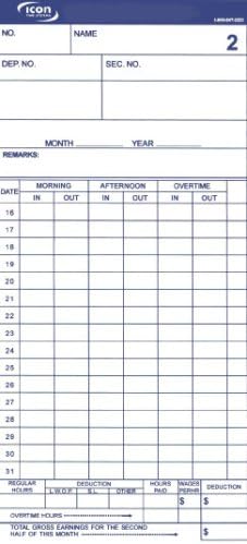 TL-300 Monthly/Semi-Monthly Timecards