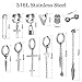 Silver Cross Dangle Earrings for Men, 25 Pieces Stainless Steel Long Chain Piercing Hoop Earrings Set for Unisex (Silver)