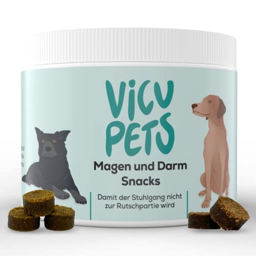 Vicupets gesunde Magen und Darm Snacks für Hunde - aus Kaltextraktion - mit Ulmenrinde Paste Hund , Calendula, Kamille, Salbei, Oregano, Thymian, Kurkuma, Trockenmoor, Rosmarinöl 300g Cover
