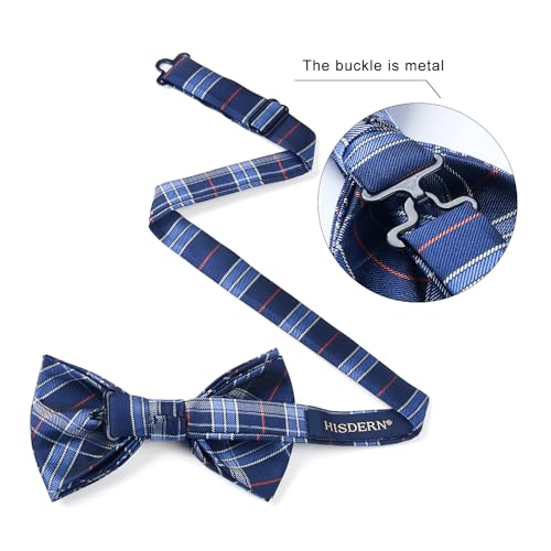 Image of HISDERN Bow Ties for Men Pretied Bowties Classic Formal Business Bow Tie Adjustable Tuxedo Bowtie for Wedding Party