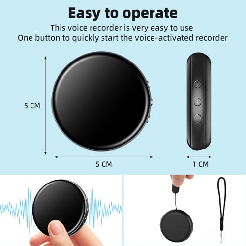 64GB Diktiergerät Mini - Aufnahmegerät mit Spracherkennung Magnet Voice Recorder mit Rauschunterdrückung Abhörgerät für Meetings Interviews Vortrag Vorlesung Kurse Konferenzen