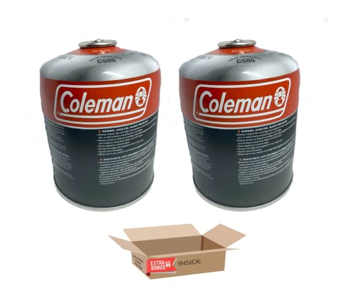 propane butane mix - 2 Pack Coleman C500 Butane/Propane Mix Fuel 15.5oz / 440G Camping Stove Replacement Fuel with Golden Lion Bonus