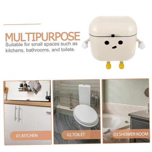 Caneca de basura rectangular beige para colgar en cocina miniatura 6